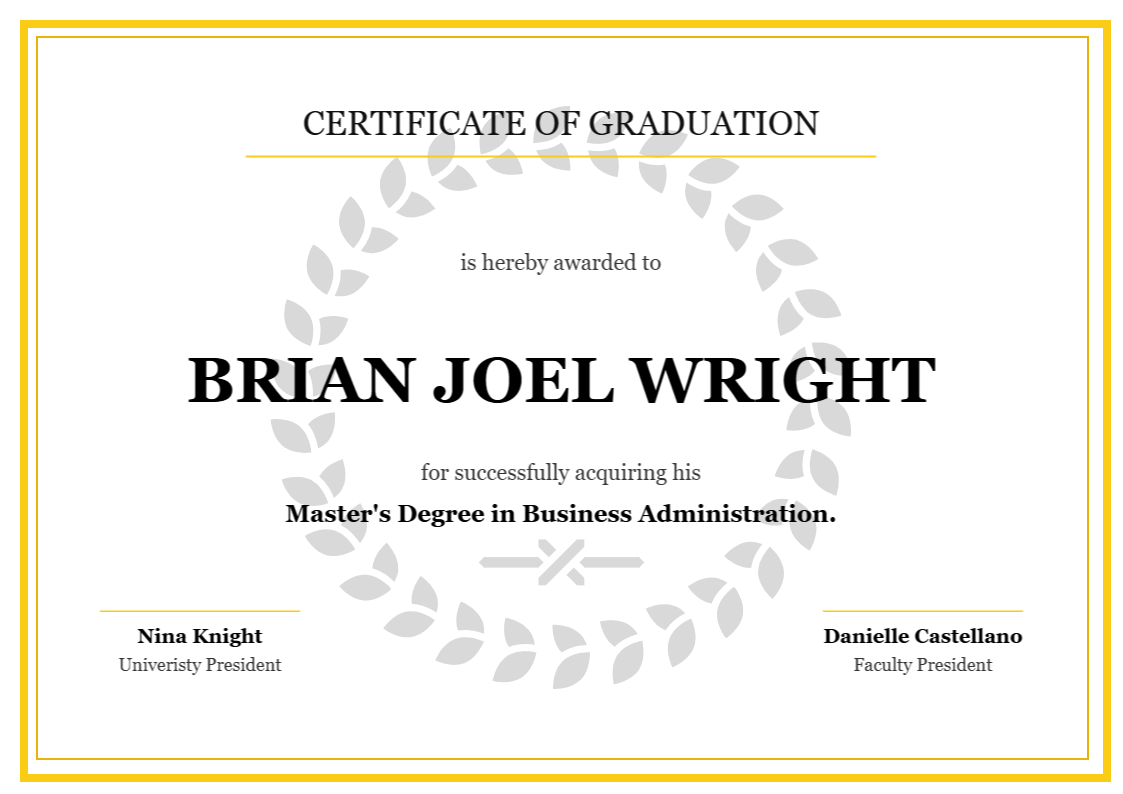 Certificate of Graduation