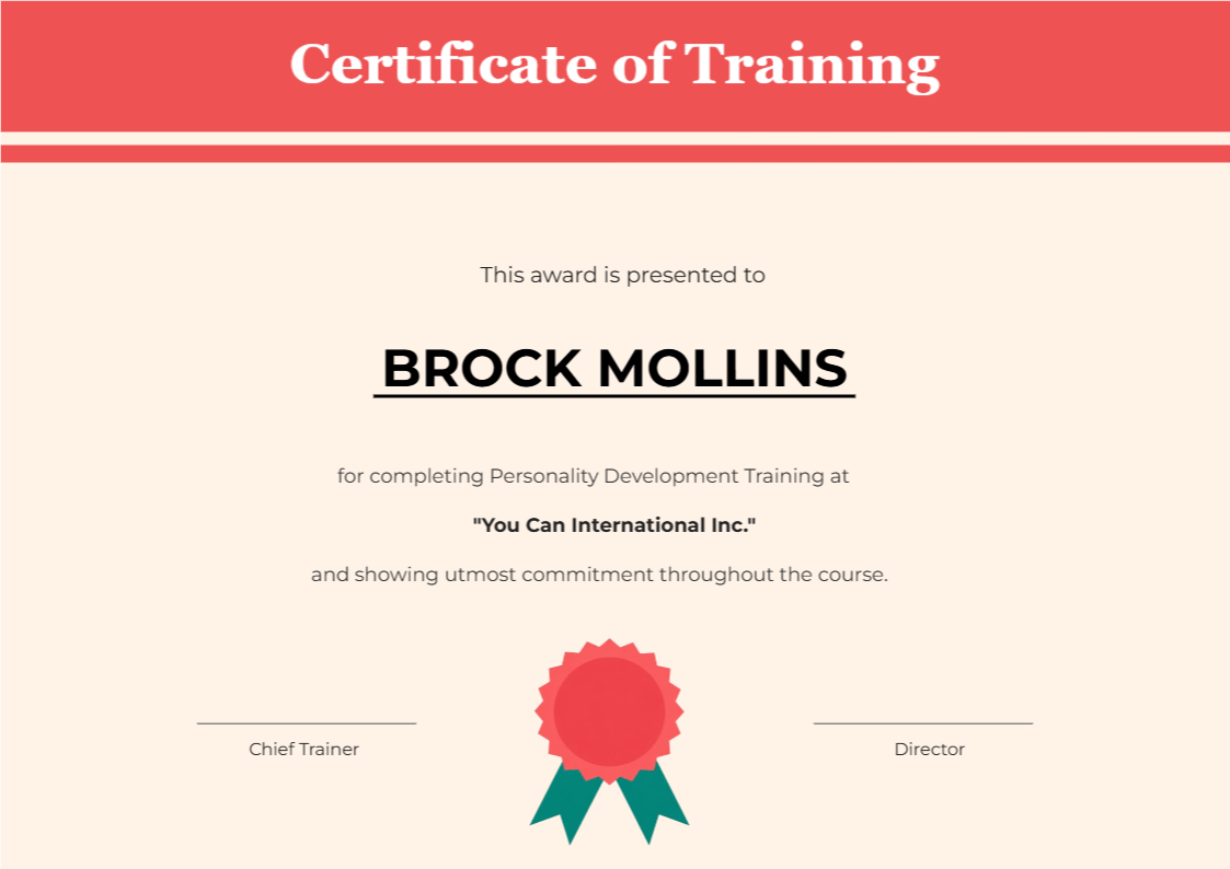 Certificate of Training