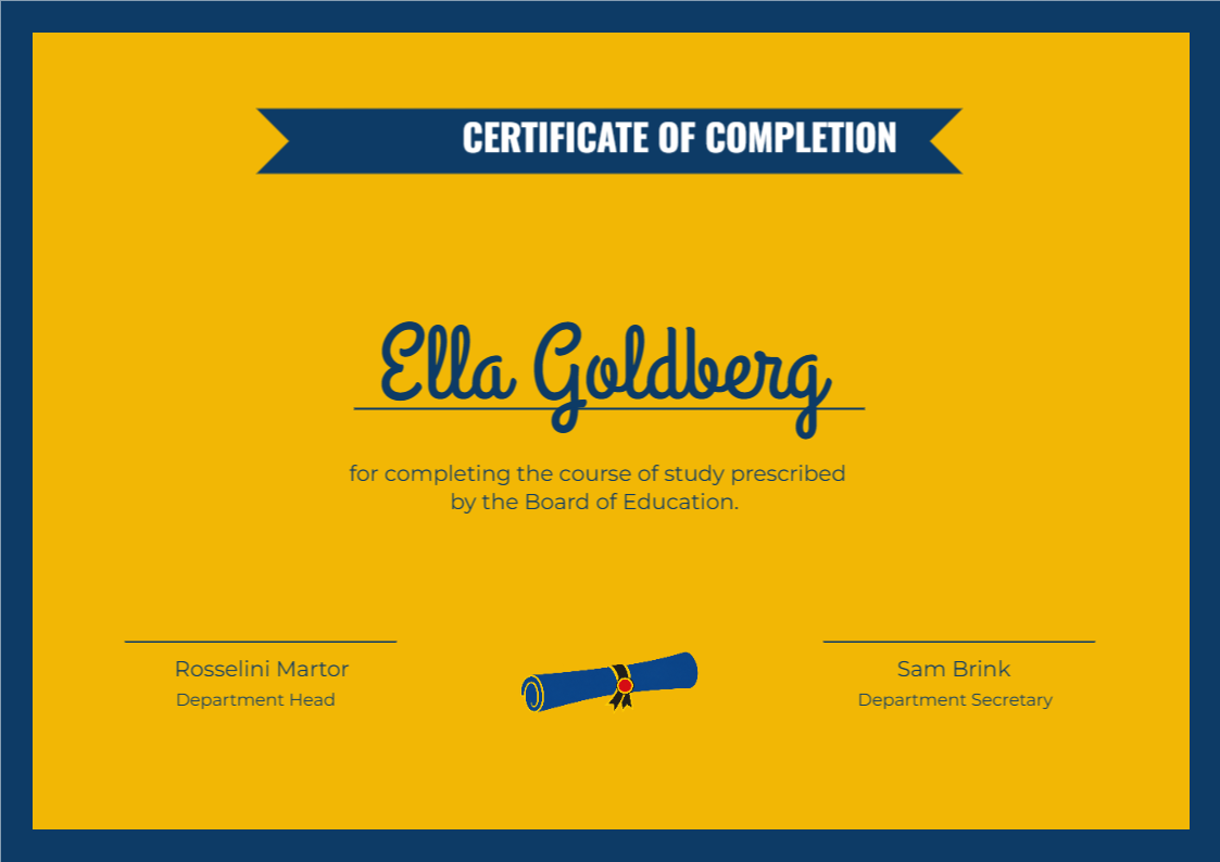 Ella Goldberg Certificate of Completion