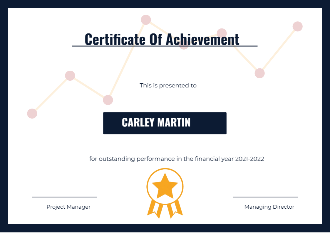 Carley Martin Certificate of Achievement