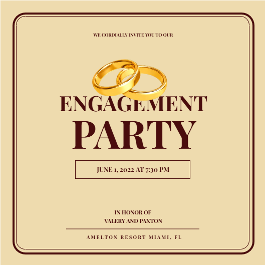 Golden Rings Engagement Party Invitation