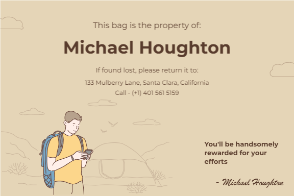 Traveler Bag Property Product Label