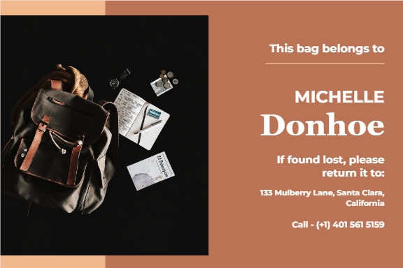Michelle Donhoe Leather Backpack Label