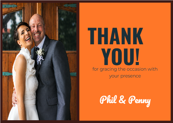 Phil & Penny Wedding Thank You Card