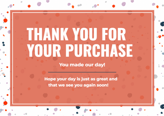 Terracotta Confetti Purchase Thank You Card